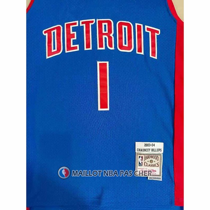 Maillot Detroit Pistons Chauncey Billups NO 1 Mitchell & Ness 2003-04 Bleu